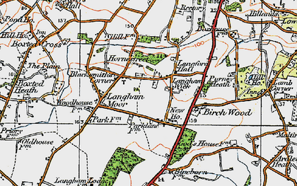 Old map of Langham in 1921