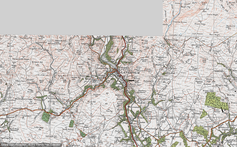 Old Map of Historic Map covering Breckeny Knowe in 1925