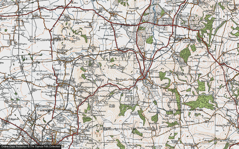 Old Map of Historic Map covering Langley Hill in 1919