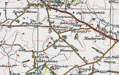 Old map of Langley Common in 1921