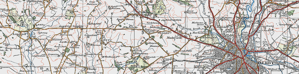 Old map of Langley Common in 1921