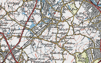 Old map of Langley Green in 1921