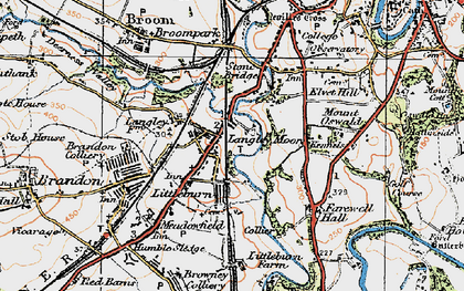 Old map of Langley Moor in 1925