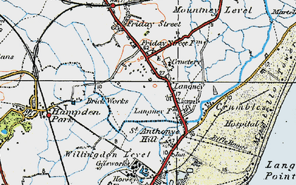 Old map of Langney Point in 1920