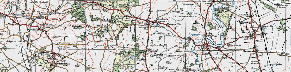 Old map of Langold in 1923