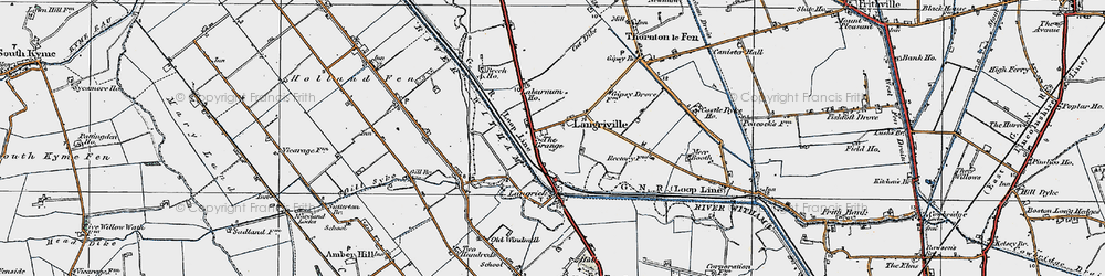 Old map of Langrick Grange in 1922