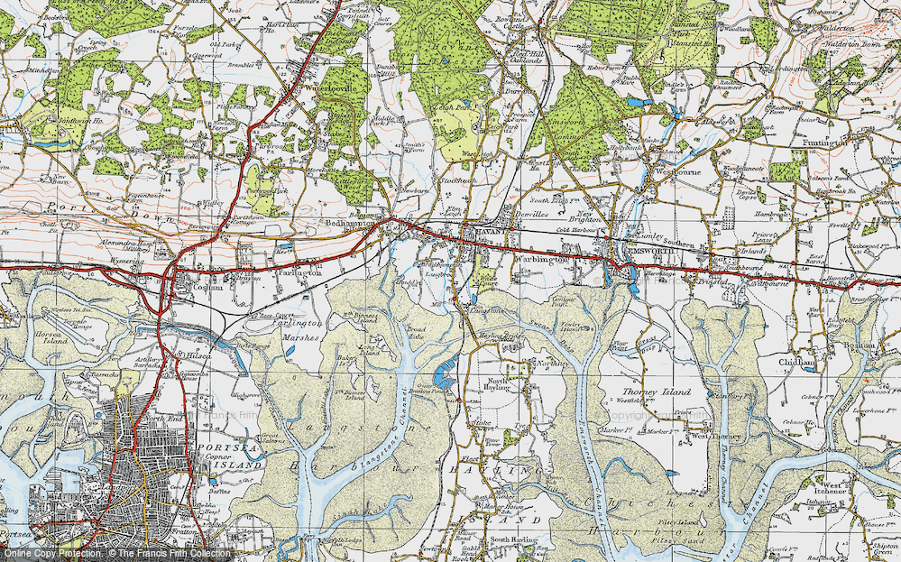 Old Map of Historic Map covering Broad Lake in 1919