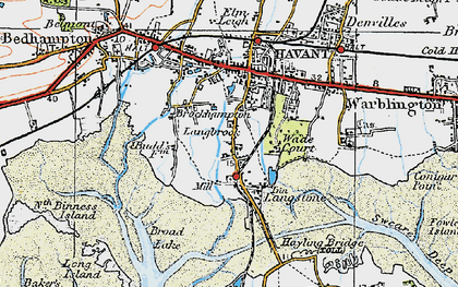 Old map of Langstone Bridge in 1919
