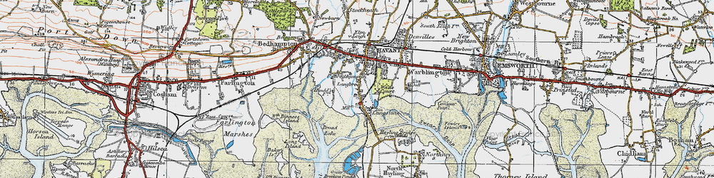 Old map of Langstone Bridge in 1919