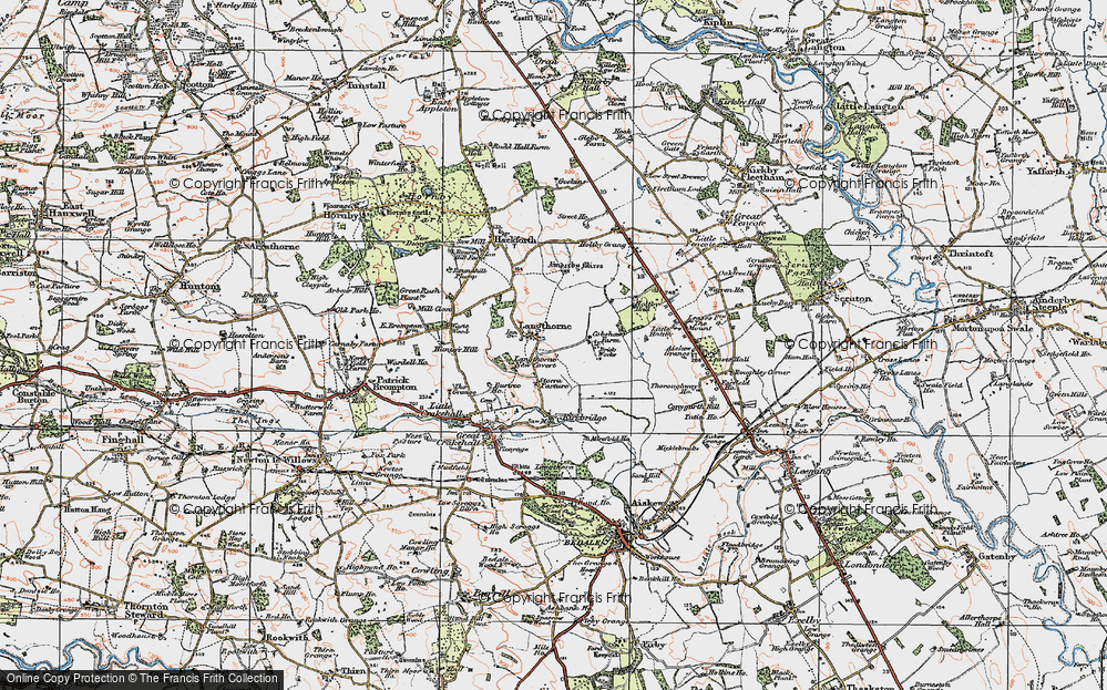 Old Map of Historic Map covering Ainderby Myres in 1925