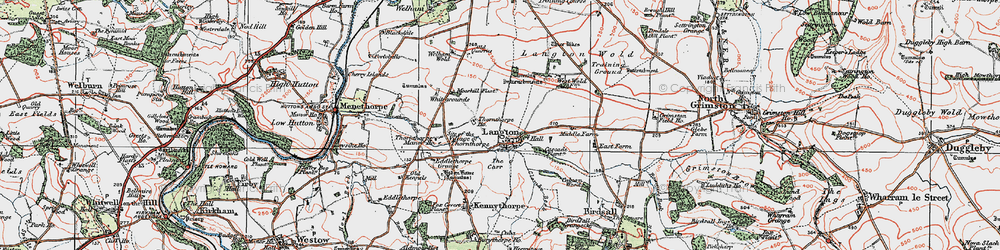 Old map of Langton Wold in 1924