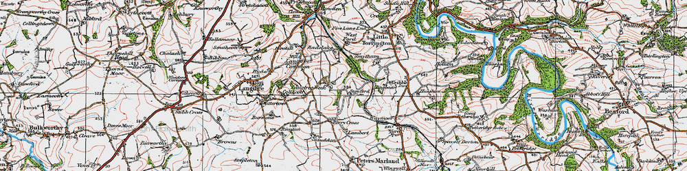 Old map of Langtree Week in 1919
