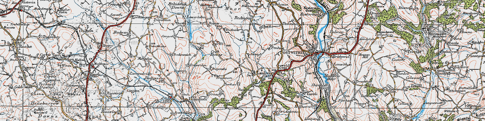 Old map of Lanlivery in 1919
