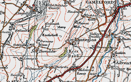 Old map of Lanteglos in 1919