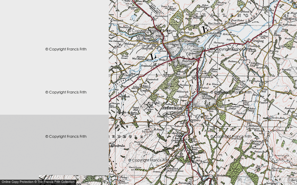Old Map of Historic Map covering Lanton Moor in 1926
