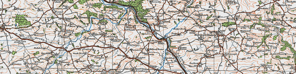Old map of Lapford Cross in 1919
