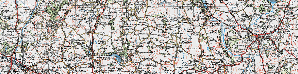 Old map of Lask Edge in 1923