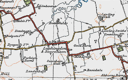 Old map of Latchingdon in 1921