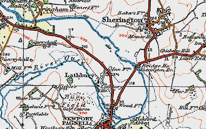 Old map of Lathbury in 1919
