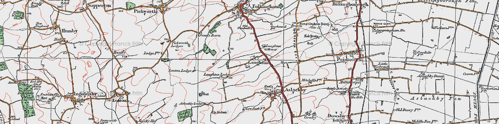 Old map of Laughton in 1922