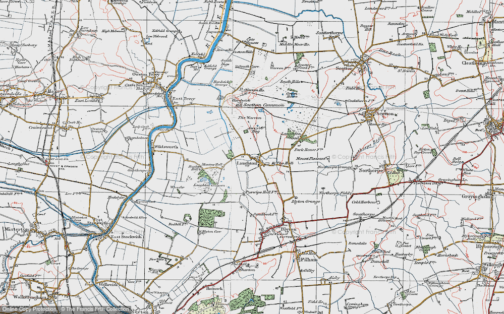 Old Map of Historic Map covering Blyton Grange in 1923