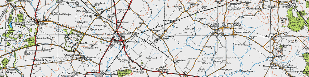 Old map of Launton in 1919