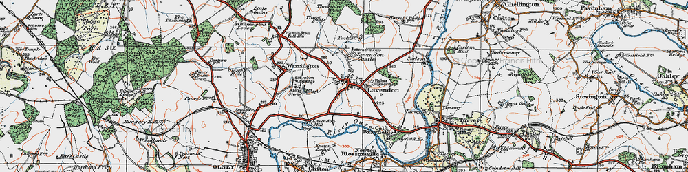 Old map of Lavendon Grange in 1919