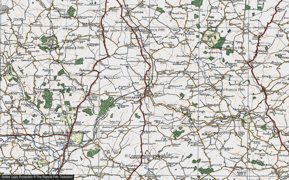 Old Map of Lavenham, 1921 in 1921