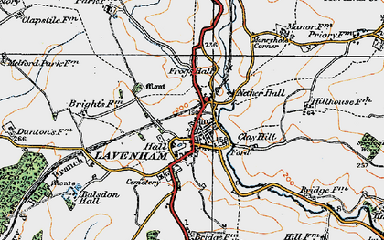 Old map of Lavenham in 1921