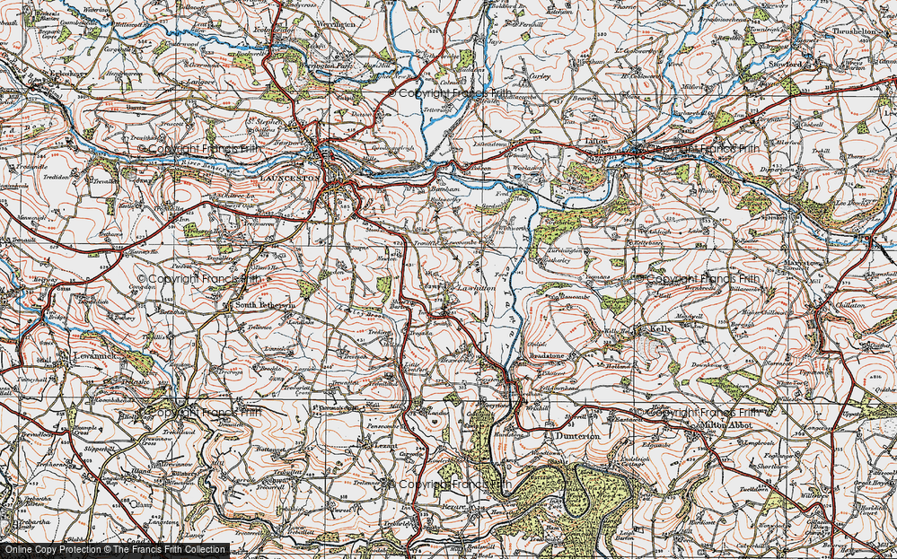 Old Map of Historic Map covering Lawhitton Barton in 1919
