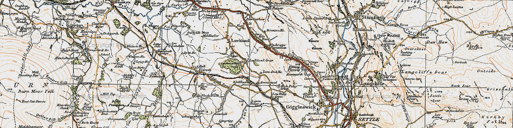 Old map of Birchshow Rocks in 1924