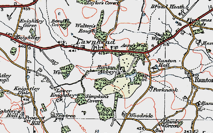 Old map of Lawnhead in 1921