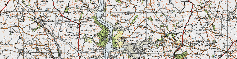 Old map of Lawrenny in 1922