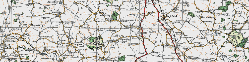 Old map of Lawshall Green in 1921