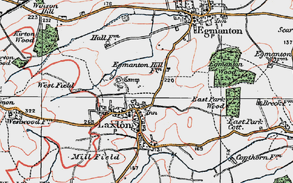 Old map of Laxton in 1923