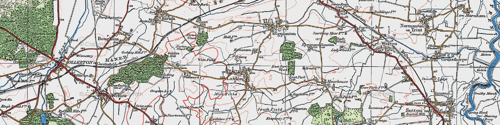 Old map of Laxton in 1923