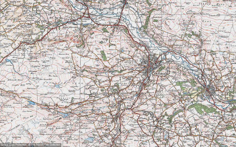 Old Map of Historic Map covering Branshaw Moor in 1925