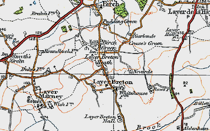Old map of Layer Breton in 1921