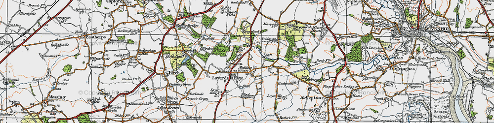 Old map of Abberton Reservoir in 1921