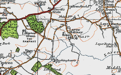 Old map of Layer Marney in 1921