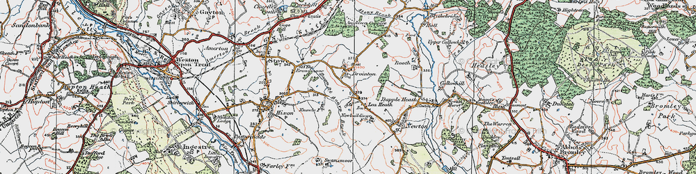 Old map of Bourn Brook in 1921