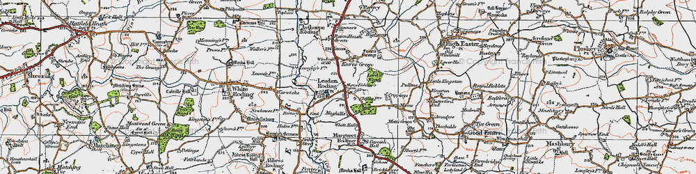 Old map of Leaden Roding in 1919
