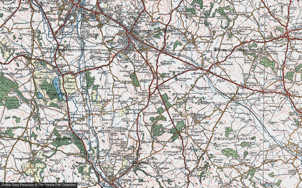 Old Map of Historic Map covering Barlaston Common in 1921
