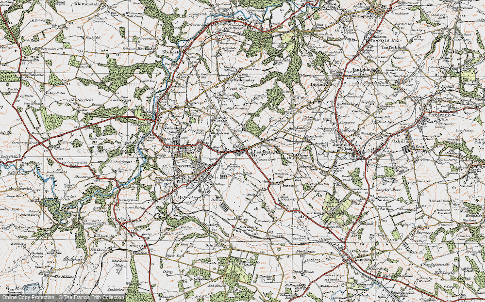 Old Map of Leadgate, 1925 in 1925
