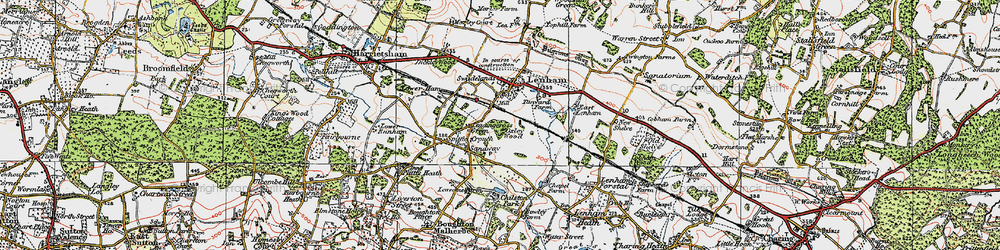 Old map of Leadingcross Green in 1921
