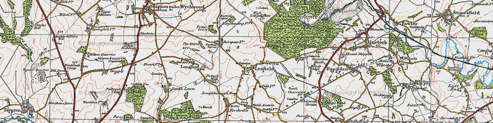 Old map of Leafield in 1919