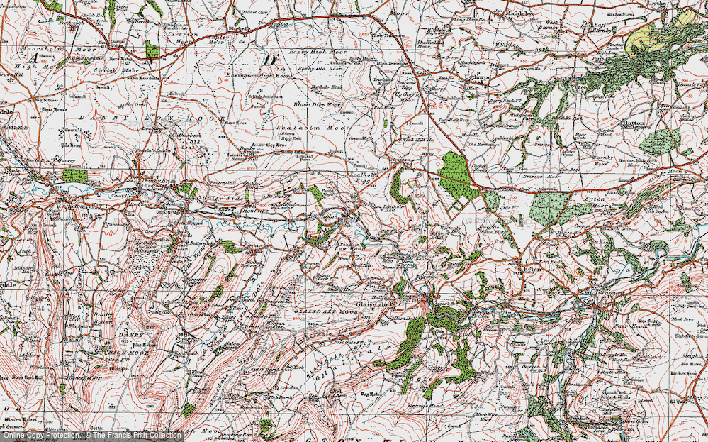 Old Map of Historic Map covering Wild Slack in 1925