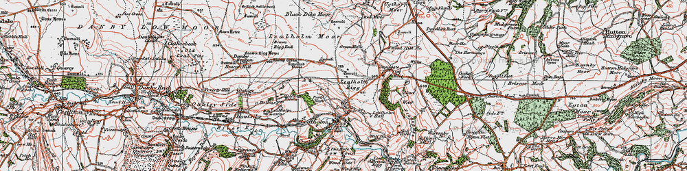 Old map of Black Dyke Moor in 1925