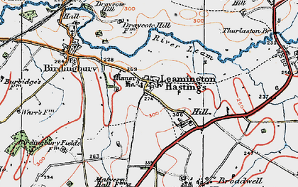 Old map of Leamington Hastings in 1919