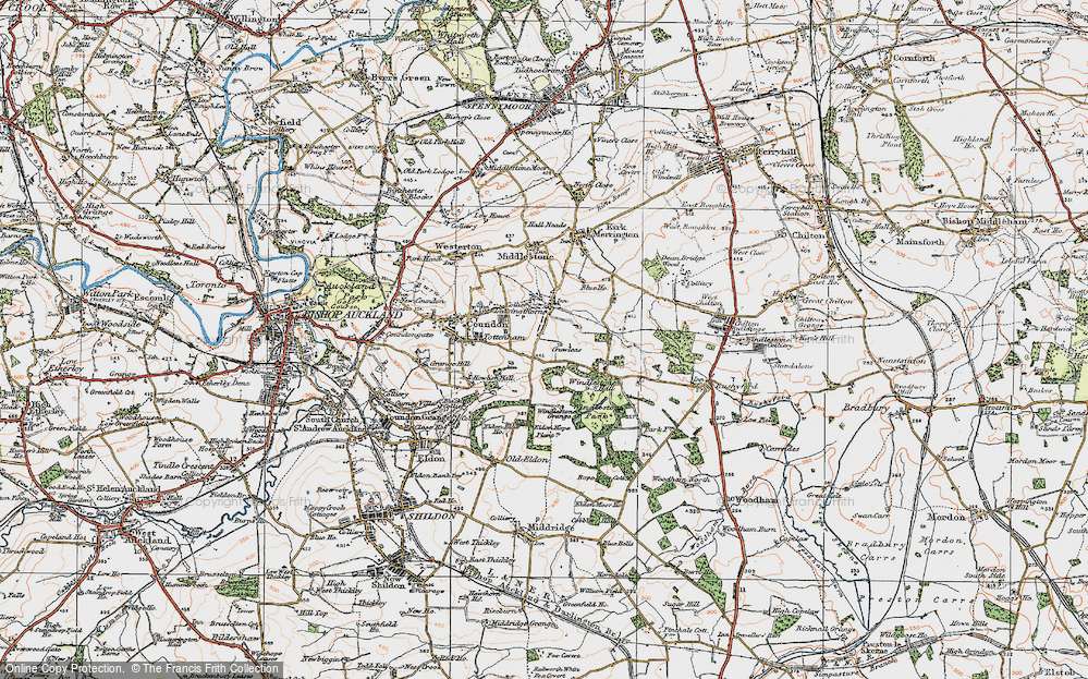Old Map of Leasingthorne, 1925 in 1925